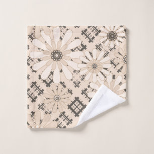 Seamless abstract modern chequered plaid floral be bath towel set