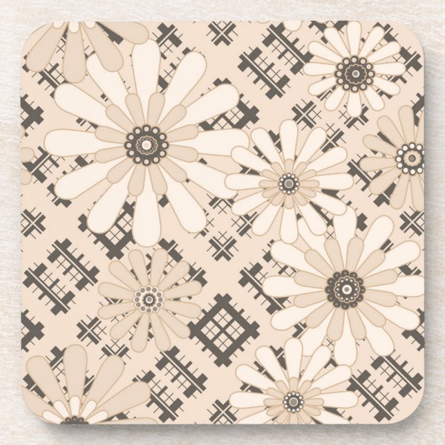 Seamless abstract modern chequered plaid floral be coaster (Front)