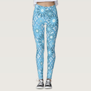 Seamless abstract modern chequered plaid floral bl leggings