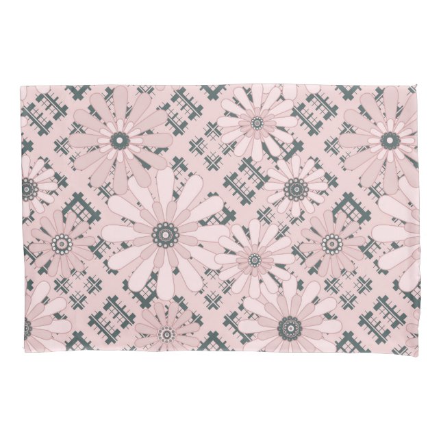 Seamless abstract modern chequered plaid floral pi pillowcase (Front)
