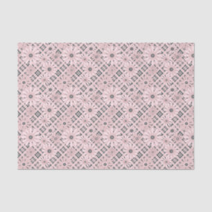 Seamless abstract modern chequered plaid floral tissue paper