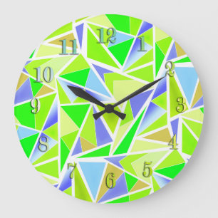 Seamless abstract modern geometrical shapes triang large clock