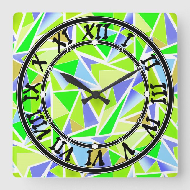 Seamless abstract modern geometrical shapes triang square wall clock (Front)