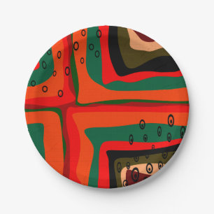 Seamless abstract modern retro colours pattern ora paper plate