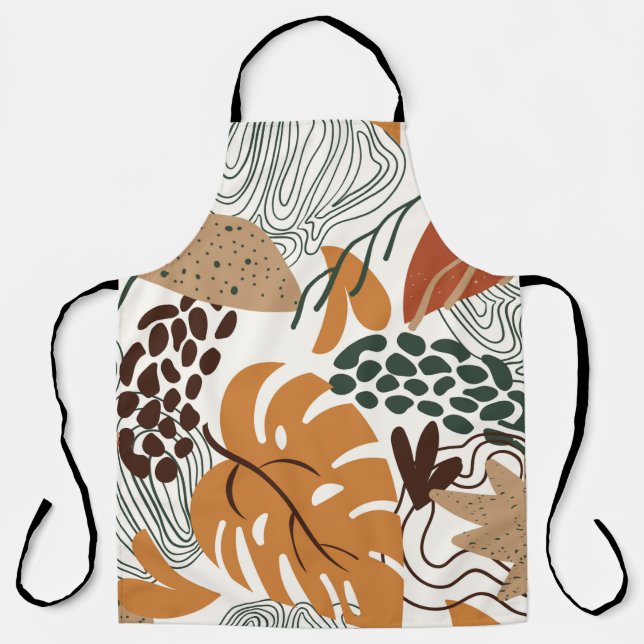Seamless abstract nature pattern on white backgrou apron (Front)