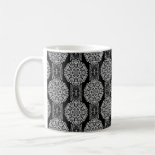 Seamless abstract ornamental decor modern black wh coffee mug
