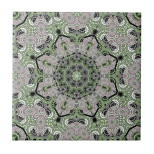 Seamless abstract ornamental grey green black deco ceramic tile