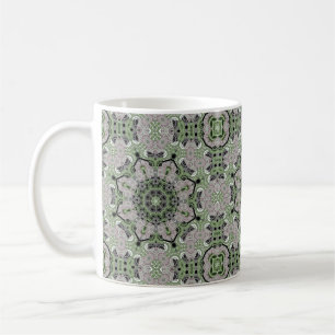 Seamless abstract ornamental grey green black deco coffee mug