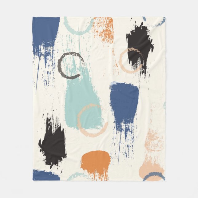 Seamless abstract pastel brush strokes pattern bac fleece blanket (Front)