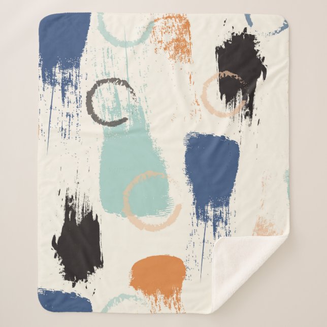Seamless abstract pastel brush strokes pattern bac sherpa blanket (Front)