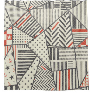 Seamless abstract patchwork in retro colors. Endle Shower Curtain
