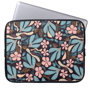 Seamless abstract pattern, floral motif, dark back laptop sleeve