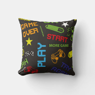 seamless abstract pattern in pixel game style. Wit Cushion