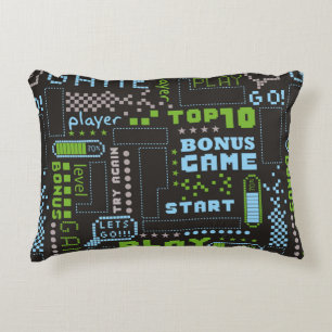 seamless abstract pattern in pixel game style. Wit Decorative Cushion