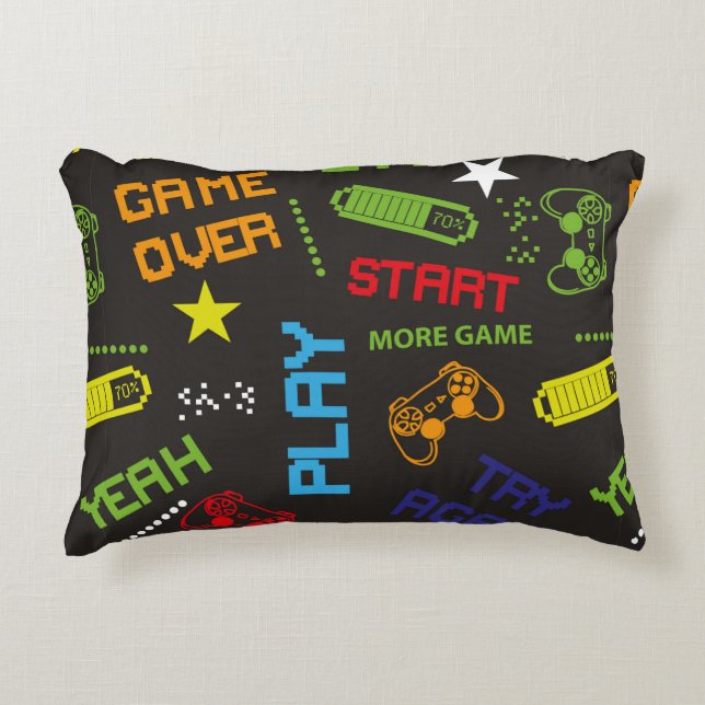 seamless abstract pattern in pixel game style. Wit Decorative Cushion (Front)