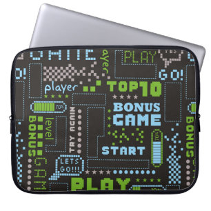 seamless abstract pattern in pixel game style. Wit Laptop Sleeve