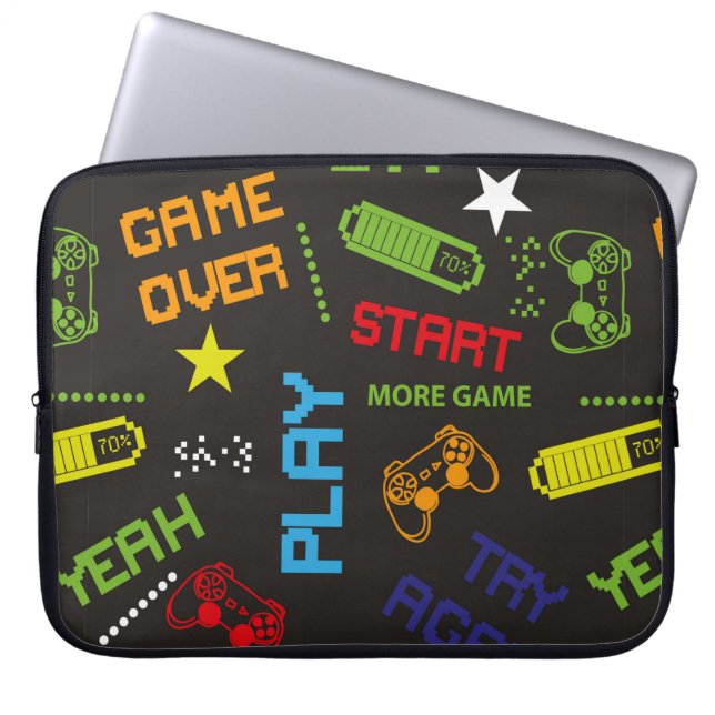 seamless abstract pattern in pixel game style. Wit Laptop Sleeve (Front)