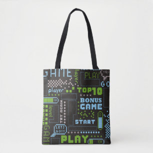 seamless abstract pattern in pixel game style. Wit Tote Bag