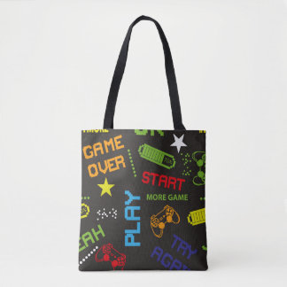 seamless abstract pattern in pixel game style. Wit Tote Bag