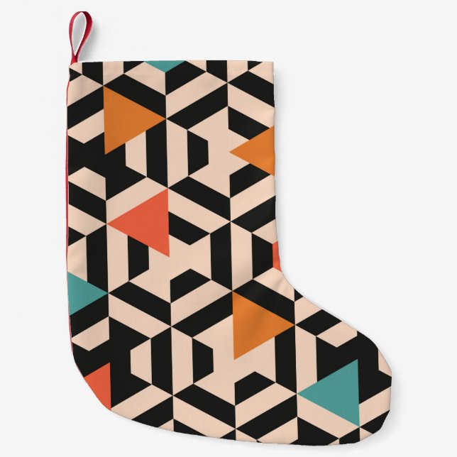 Seamless abstract pattern of geometric shapes. Geo Small Christmas Stocking (Front)