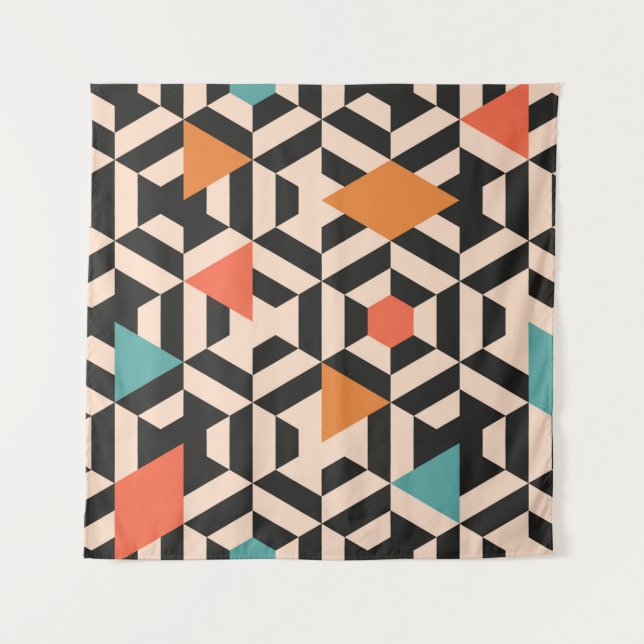 Seamless abstract pattern of geometric shapes. Geo Tapestry (Front)