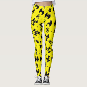 Seamless Abstract Pattern on Yellow Background Leggings