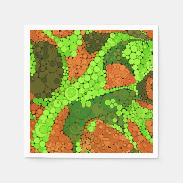 Seamless abstract pointillism dots circles green b napkin (Front)