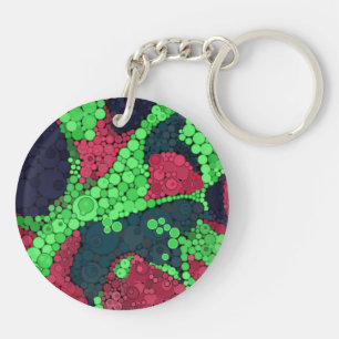 Seamless abstract pointillism dots circles green r key ring