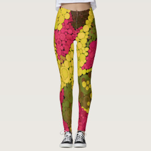 Seamless abstract pointillism dots circles yellow leggings