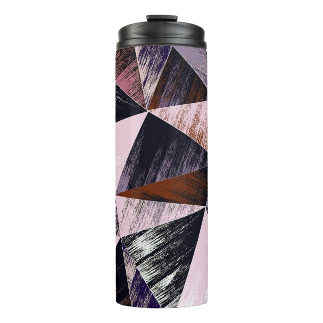 Seamless abstract polygon pattern. Blue, pink, bro Thermal Tumbler (Front)