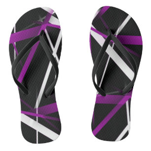 Seamless Abstract Purple and White Lines On Black Thongs