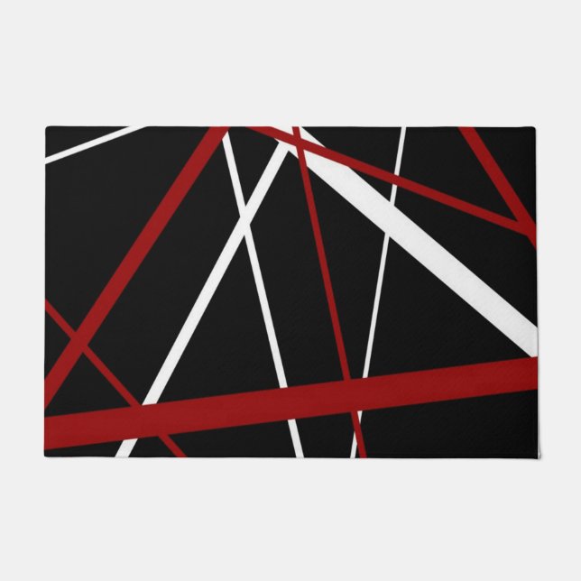 Seamless Abstract Red and White Lines On Black Bac Doormat (Front)