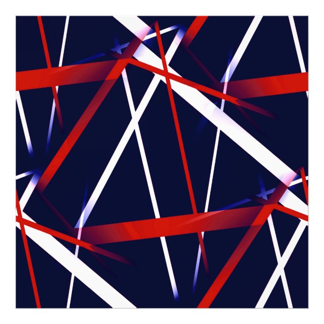Seamless Abstract Red and White Stripes on A Blue Photo Print (Front)