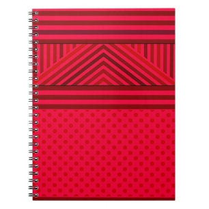 Seamless abstract red lined striped polka dots cir notebook
