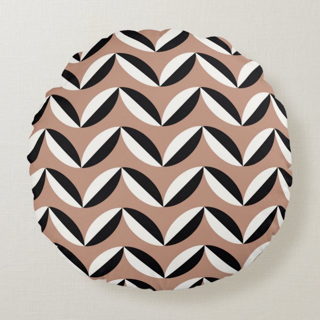 Seamless abstract retro geometric pattern round cushion (Front)