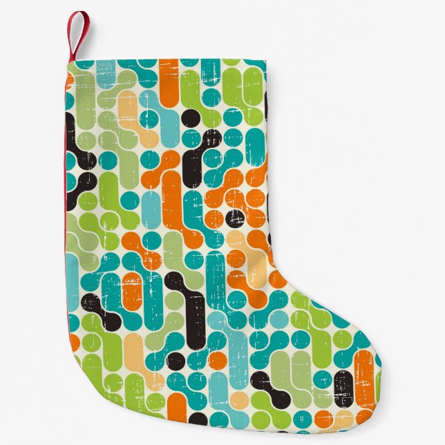 Seamless abstract retro geometric pattern small christmas stocking (Front)