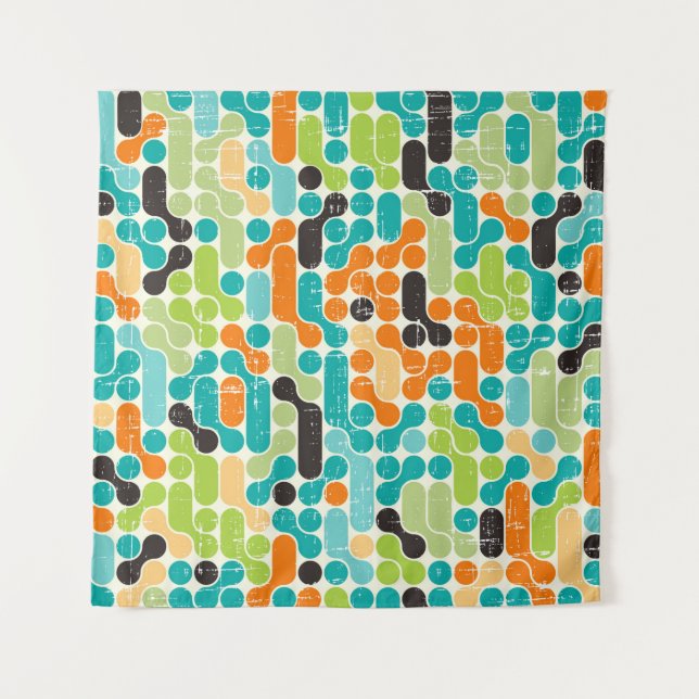 Seamless abstract retro geometric pattern tapestry (Front)
