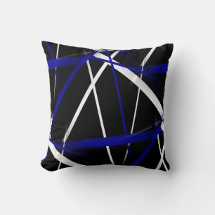 Seamless Abstract  Royal Blue and White Lines Cushion