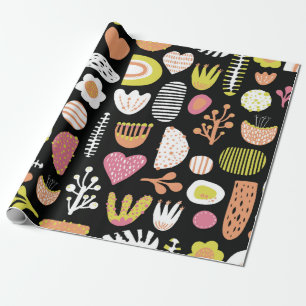 Seamless abstract shapes colorful vintage kids pat wrapping paper