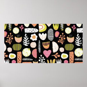 Seamless abstract shapes colourful vintage kids pa poster