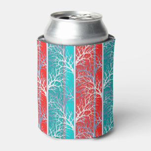Seamless abstract trees branch blue coral red line can cooler