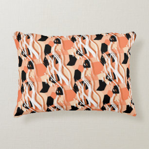 Seamless abstract trendy pattern with peach decorative cushion