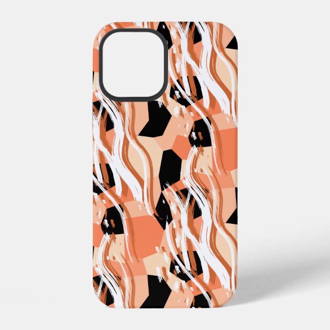 Seamless abstract trendy pattern with peach iPhone case (Back)