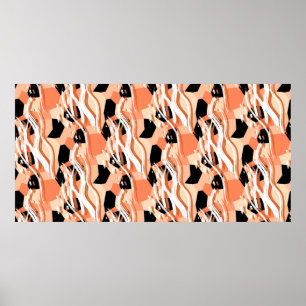 Seamless abstract trendy pattern with peach poster