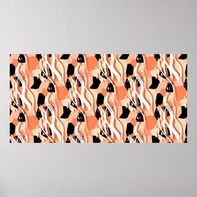Seamless abstract trendy pattern with peach poster (Front)