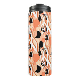 Seamless abstract trendy pattern with peach thermal tumbler