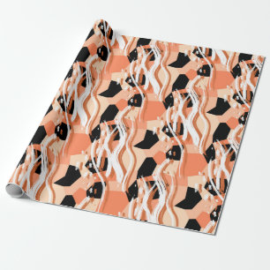 Seamless abstract trendy pattern with peach wrapping paper