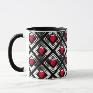 Seamless abstract Valentines Day hearts strawberry Mug