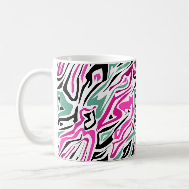 Seamless abstract zebra skin leather modern black coffee mug (Left)