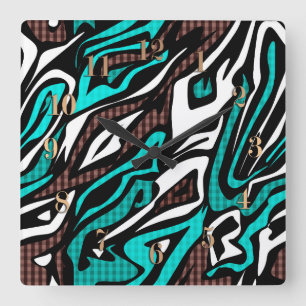 Seamless abstract zebra skin leather modern blue b square wall clock